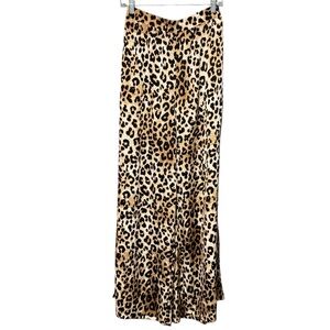 EESOME Animal Leopard Print Wide Split Leg Pull On Lightweight Pants